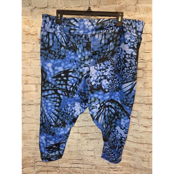 Just My Size Womens Capri Workout Blue And Black Size 3X - Picture 2 of 2